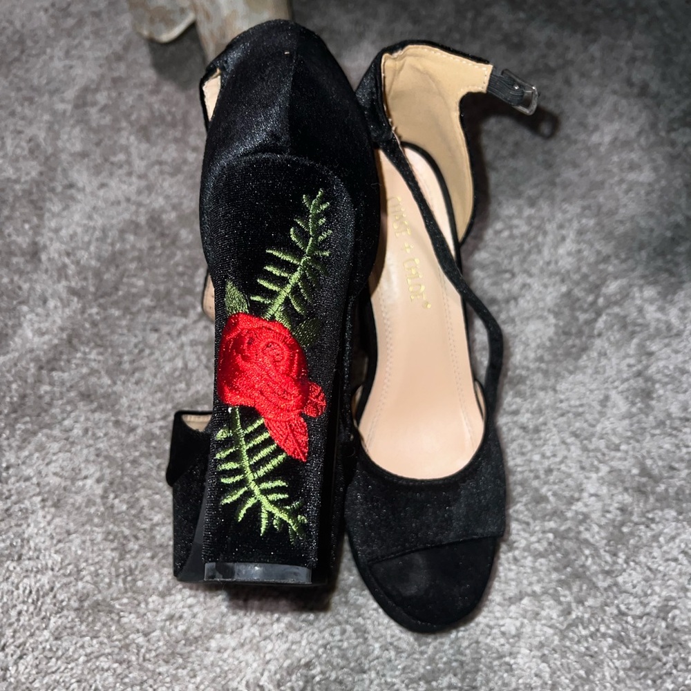 Chase + Chloe Black and Red Heels with Timeless Elegance